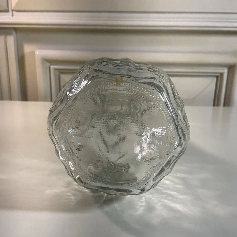 Vintage FTD Glass Vase 9” Floral Vine Pattern Clear Art Glass Vase